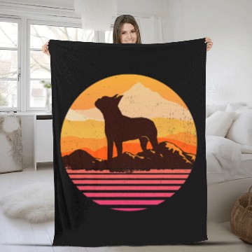 Discover Boston Terrier Pet With Sun Mountain Vintage Retro Fleece Blankets