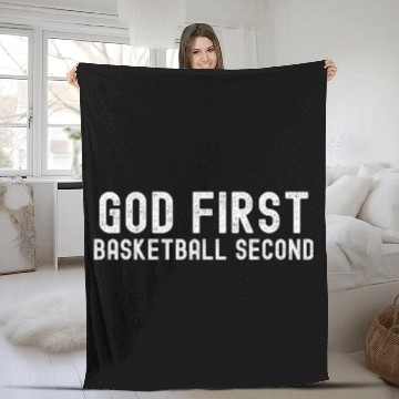 Discover Sport Basketball God First Basketball Second Funny Fleece Blankets