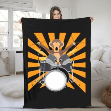 Discover Funny Drummer Monkey Lover Drums Drummer Monkey Baseball Tees Fleece Blankets
