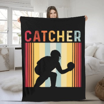 Discover Sport Baseball Retro Vintage Softball Baseball Catcher Baseball Tees Fleece Blankets
