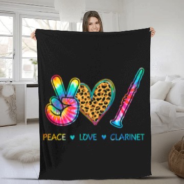 Discover Funny Clarinet Peace Love Clarinet Tie Dye Zip Fleece Blankets