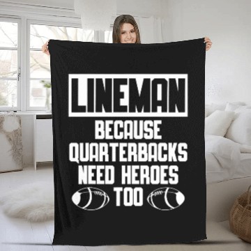 Discover Lineman because Quarterbacks need Heroes too 17 Baseball Tees Fleece Blankets