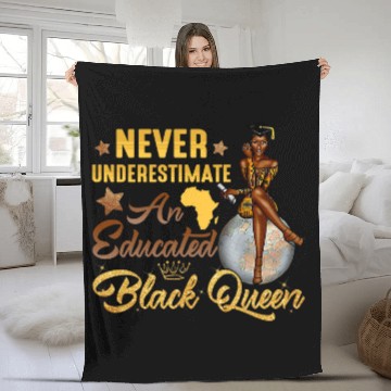 Discover Black Queen Never Underestimate An Educated African Pride Fleece Blankets