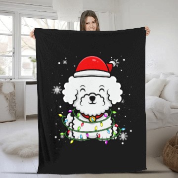 Discover Bichon Pet Frise Christmas Light Christmas Fleece Blankets