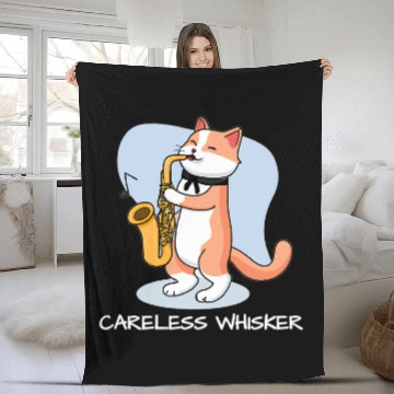 Discover Funny Saxophone Hilarious cat plays saxophone Fleece Blankets