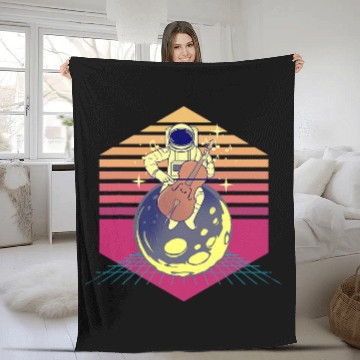 Discover Funny Cellist Astronauts Playing Cello Vintage Fleece Blankets