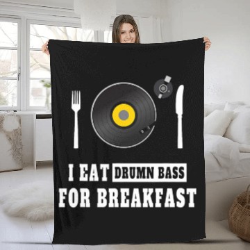Discover Funny Drummer I Eat Drum Bass for Breakfast DNB Lover Fleece Blankets
