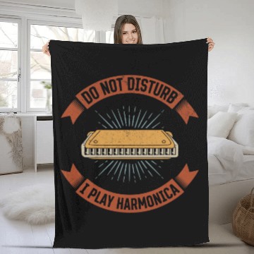 Discover Funny Harmonica Do Not Disturb I Play Harmonica Harmonica Musical Instrument Fleece Blankets