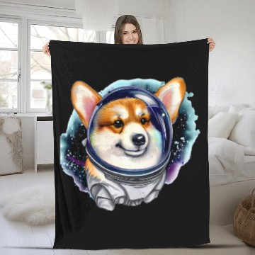 Discover Corgi Pet Cosmic Baseball Tees Fleece Blankets