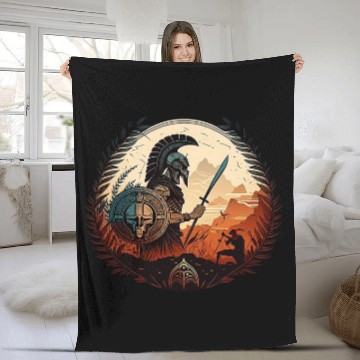 Discover Greek Warrior Gladiator Sparta Gladiator Helmet Spartan Fleece Blankets
