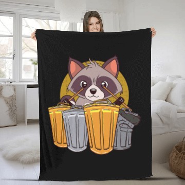 Discover Funny Drummer Raccoons Playing Drums Using Trash Cans Funny Raccoon Baseball Tees Fleece Blankets