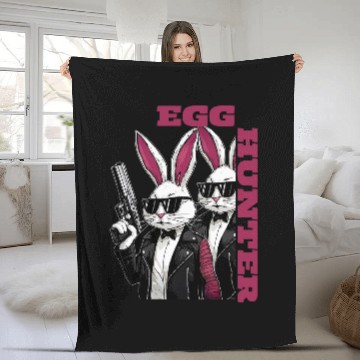 Discover Egg Hunt Supervisor Egg Hunting Party Mom Dad guns Easter Fleece Blankets