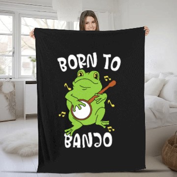 Discover Funny Banjo Frog Toad Playing Banjo Funny Frog Quote Fleece Blankets