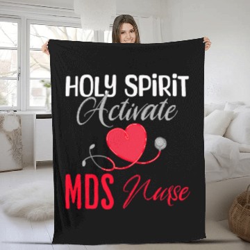 Discover Holy Spirit Activate MDS nurses Funny Christian Religious Fleece Blankets