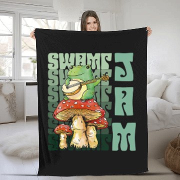 Discover Funny Banjo Frog Swamp Jam Frog Toad Fleece Blankets