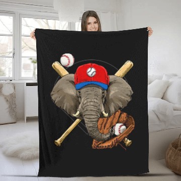 Discover Sport Baseball Elephant Pitcher Catcher Baseball Coaches Fleece Blankets