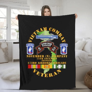 Discover N Co 75th Infantry Ranger 173rd Airborne Bde SSI Fleece Blankets