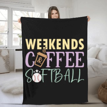 Discover Sport Softball Funny Weekends Coffee And Softball Softball Lovers Funny Baseball Tees Fleece Blankets
