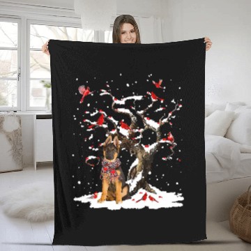 Discover German Shepherd Pet Scarf Cardinal Snow Christmas 229 Fleece Blankets