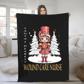 Discover Wound Care nurses Christmas Classic Female Nutcracker Fleece Blankets
