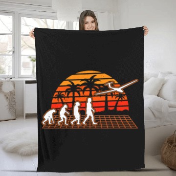 Discover Glider Evolution Sunset Aerobatics Pilot Gliding Plane Fleece Blankets