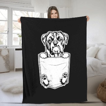 Discover Boxer Pet RIPPED IN POCKET Fleece Blankets