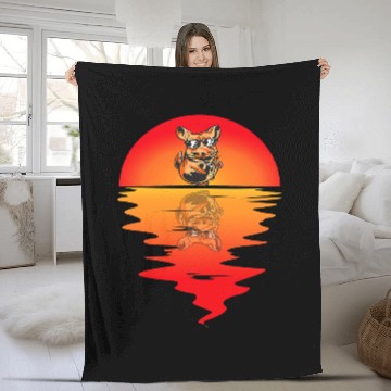 Discover Chinchilla Mammal Funny Drinking Lemon Retro Sunset Rodent Fleece Blankets