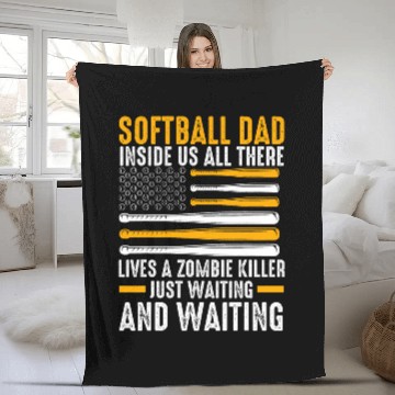 Discover Sport Softball dad inside us all there lives a zombie softball Baseball Tees Fleece Blankets