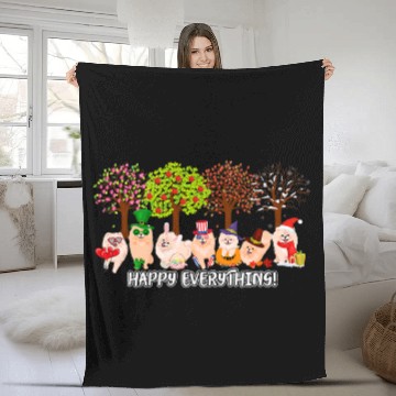 Discover Pomeranian Pet Happy Everything Pomeranian Seasons All Year Tree Baseball Tees Fleece Blankets