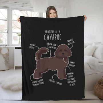Discover Cavapoo Pet Chocolate Cavapoo Dog Anatomy Cute Funny Tan Cavoodle Pet Fleece Blankets
