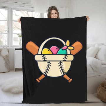 Discover Sport Baseball Easter Basket Baseball Bat Design Baseball Easter Fleece Blankets