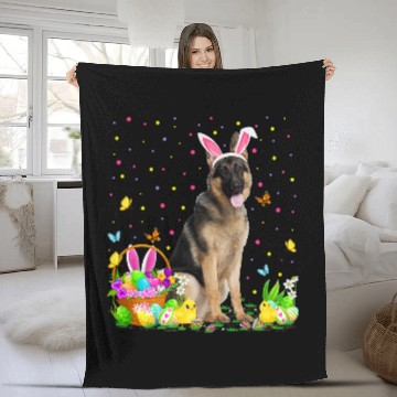 Discover German Shepherd Pet Funny Easter Egg Hunting German Shepherd Dog Easter Sunday Zip Fleece Blankets