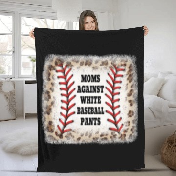 Discover Sport Baseball Moms Against White Baseball Pants Leopard Print Bleached Red Fleece Blankets