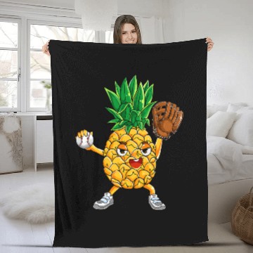 Discover Sport Baseball pineapples Baseball Catcher Pitcher Summer Vacation Fleece Blankets