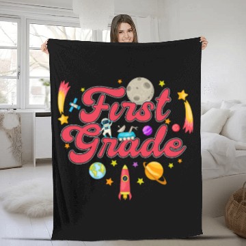 Discover First Grade Teacher Outer Space Solar System Planet 2nd Fleece Blankets