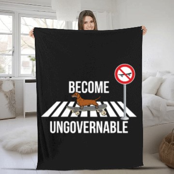Discover Dachshund Pet Skateboarding Become Ungovernable Zip Fleece Blankets