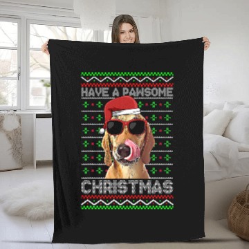 Discover Coonhound Pet Redbone Coonhound Dog Funny Pawsome Christmas Fleece Blankets