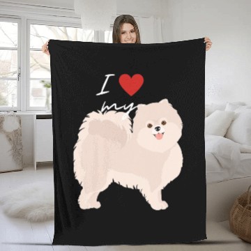 Discover Pomeranian Pet I Love My White Pomeranian Baseball Tees Fleece Blankets