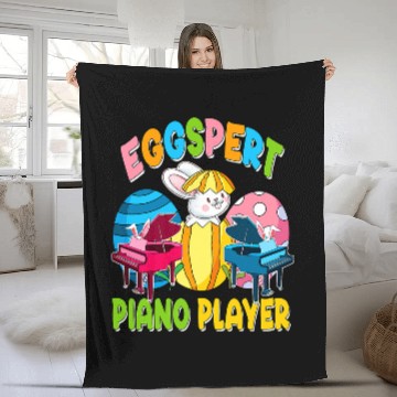 Discover Funny Piano Music Easter Egg Expert Piano Player Easter Bunny Inside Eggs Fleece Blankets
