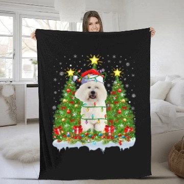 Discover Bichon Pet Frise Lighting xmass Tree Bichon Frise Christmas Fleece Blankets