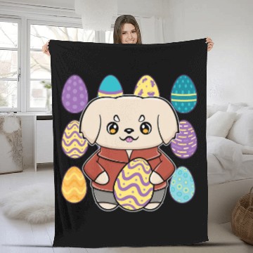 Discover Golden Retriever Pet Anime Dog Easter Egg Hunt Fleece Blankets