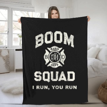 Discover Funny BOOM SQUAD Fireworks Director Firefighter Red Pyro USA Fleece Blankets