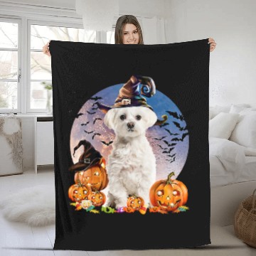 Discover Maltese Pet Halloween Maltese Jack O Lantern Pumpkin Moon 71 Fleece Blankets