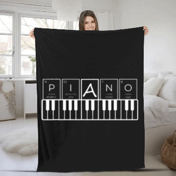 Discover Funny Piano Periodic Table Keyboard Music Lover Fleece Blankets