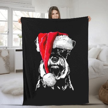 Discover Schnauzer Pet Santa Christmas Dog T Fleece Blankets