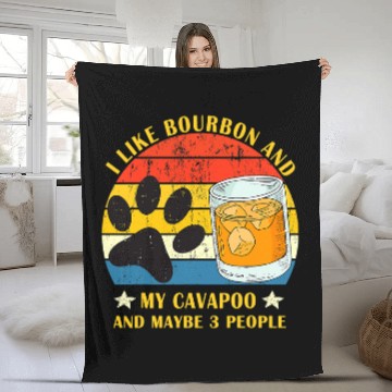 Discover Cavapoo Pet I like bourbon and my cavapoo and maybe 3 people Baseball Tees Fleece Blankets