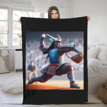 Discover Sport Baseball A Samurai In Full Armor Professional Baseball Pitcher Baseball Tees Fleece Blankets