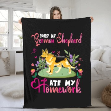 Discover German Shepherd Pet Sorry My German Shepherd Ate My Homework Floral Baseball Tees Fleece Blankets