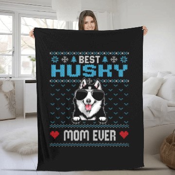 Discover Husky Pet bests Husky Mom Ever Ugly Christmas Cool Fleece Blankets