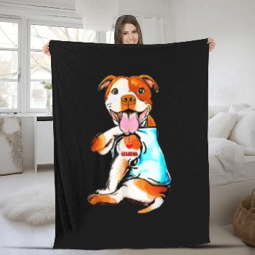 Discover Pitbull Pet Tattoo Love Grandma Zip Fleece Blankets